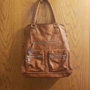 Brown satchel hand bag